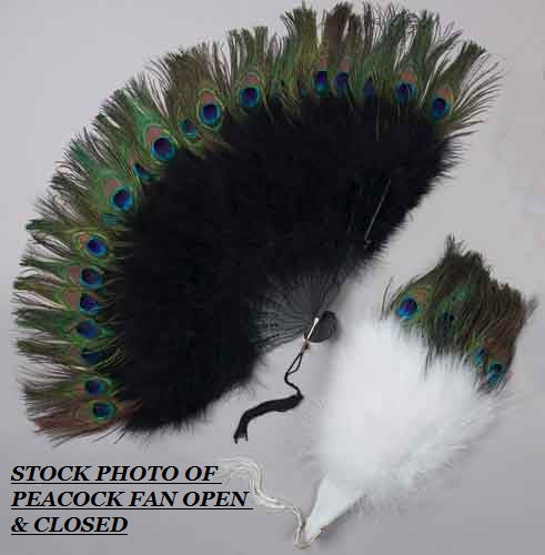 An example showing the marabou fan with peacock tips opened and closed