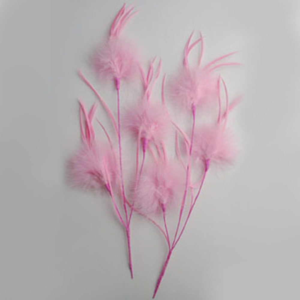 pink feather flowers on a white background