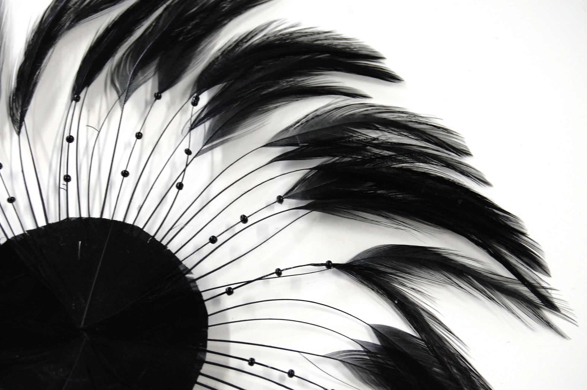 a closeup of a black colored feather pinwheel